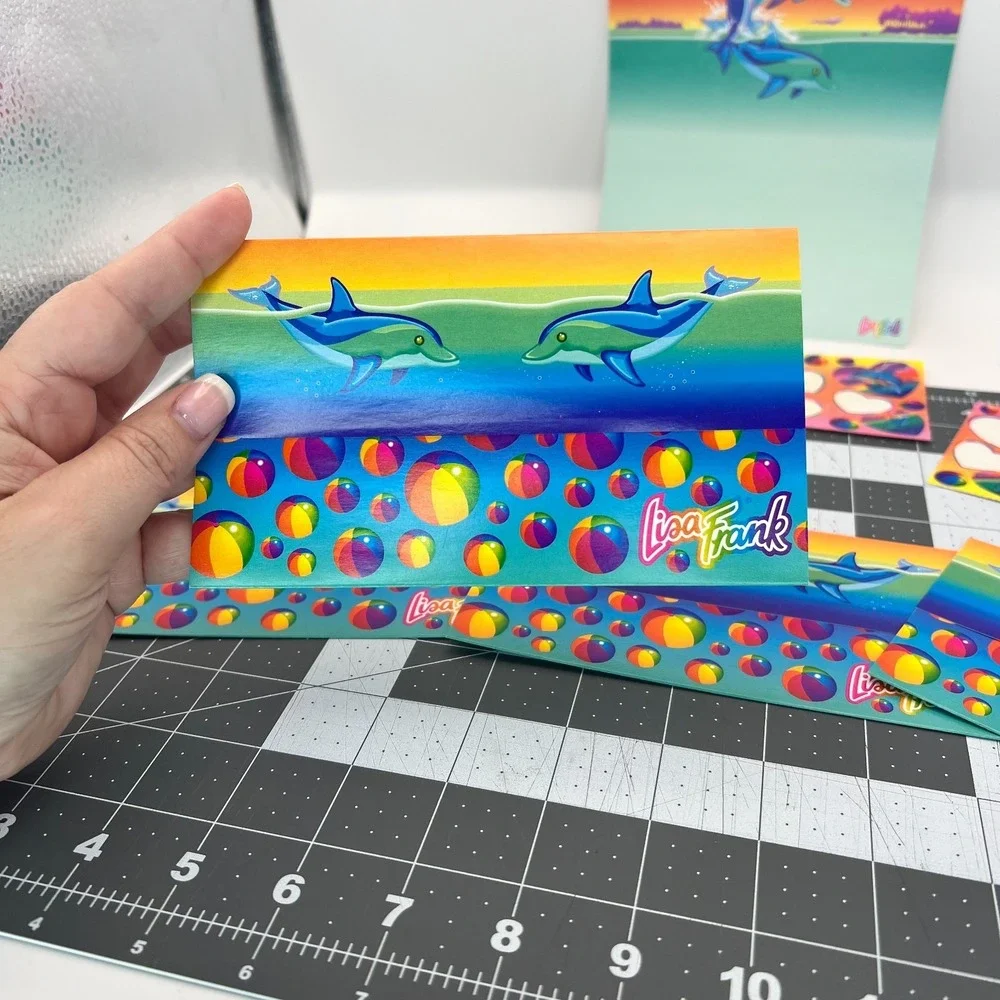 Vintage Lisa Frank Dancing Dolphins Stationery Lot Note Paper Envelopes